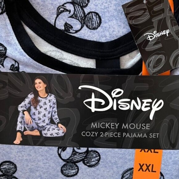 New Disney Mickey Mouse 2 Piece Pajama Set Women's Size XXL Blue Soft And Cozy - Picture 3 of 11